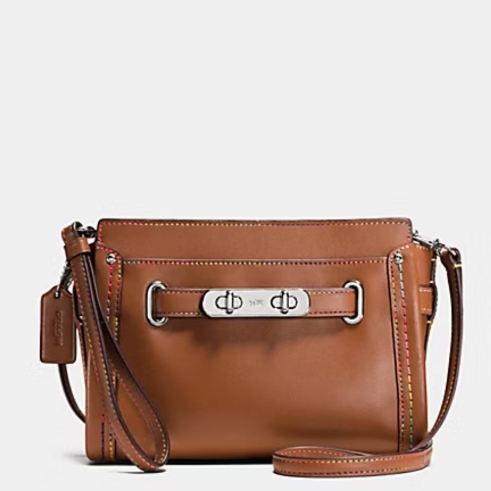 COACH F65531 SWAGGER WRISTLET IN RAINBOW STITCH LEATHER